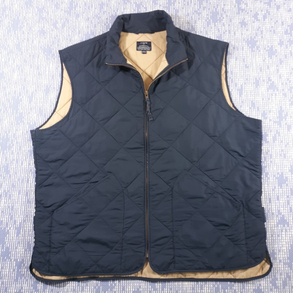 J.CREW Quilted Walker Vest Mens XL Full Zip Navy Gorpcore Field #47752